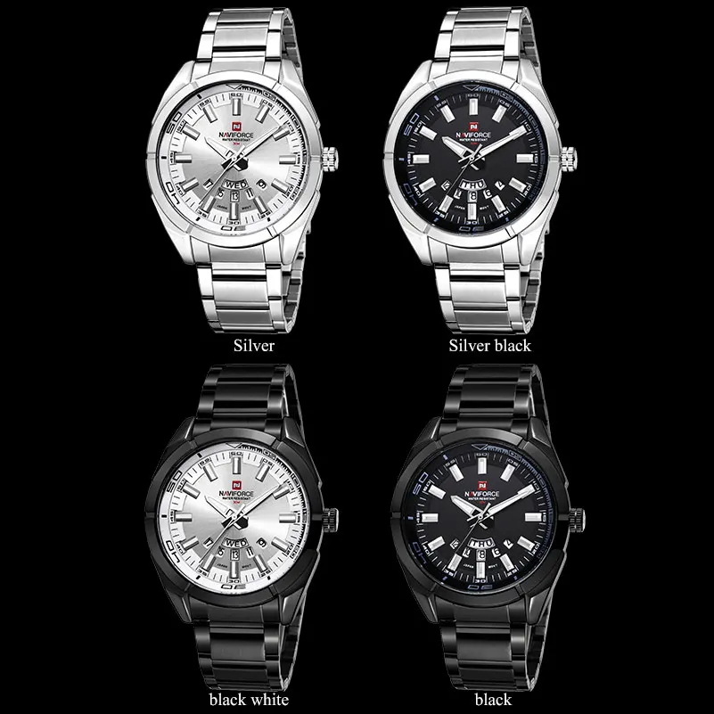 NAVIFORCE Brand Men Watches Business Quartz Watch Men's Stainless Steel Band 30M Waterproof Date Wristwatches Relogio Masculino 6