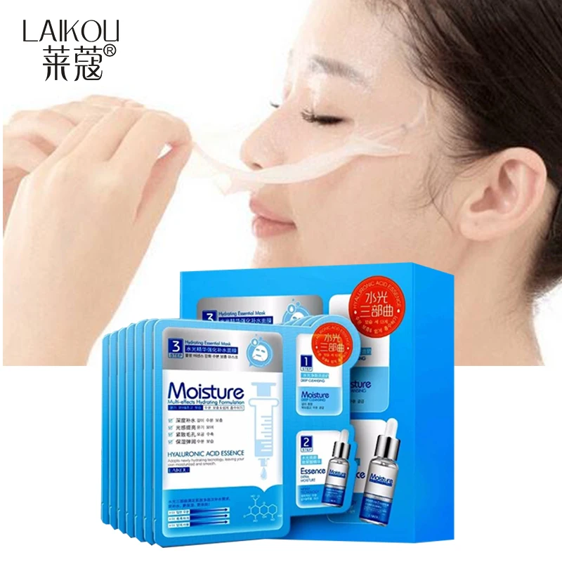 

LAIKOU Facial Mask 3 IN 1 mask hyaluronic acid Deep Cleansing Essence Extra Moisture Hydrating Essential Mask shrink pores