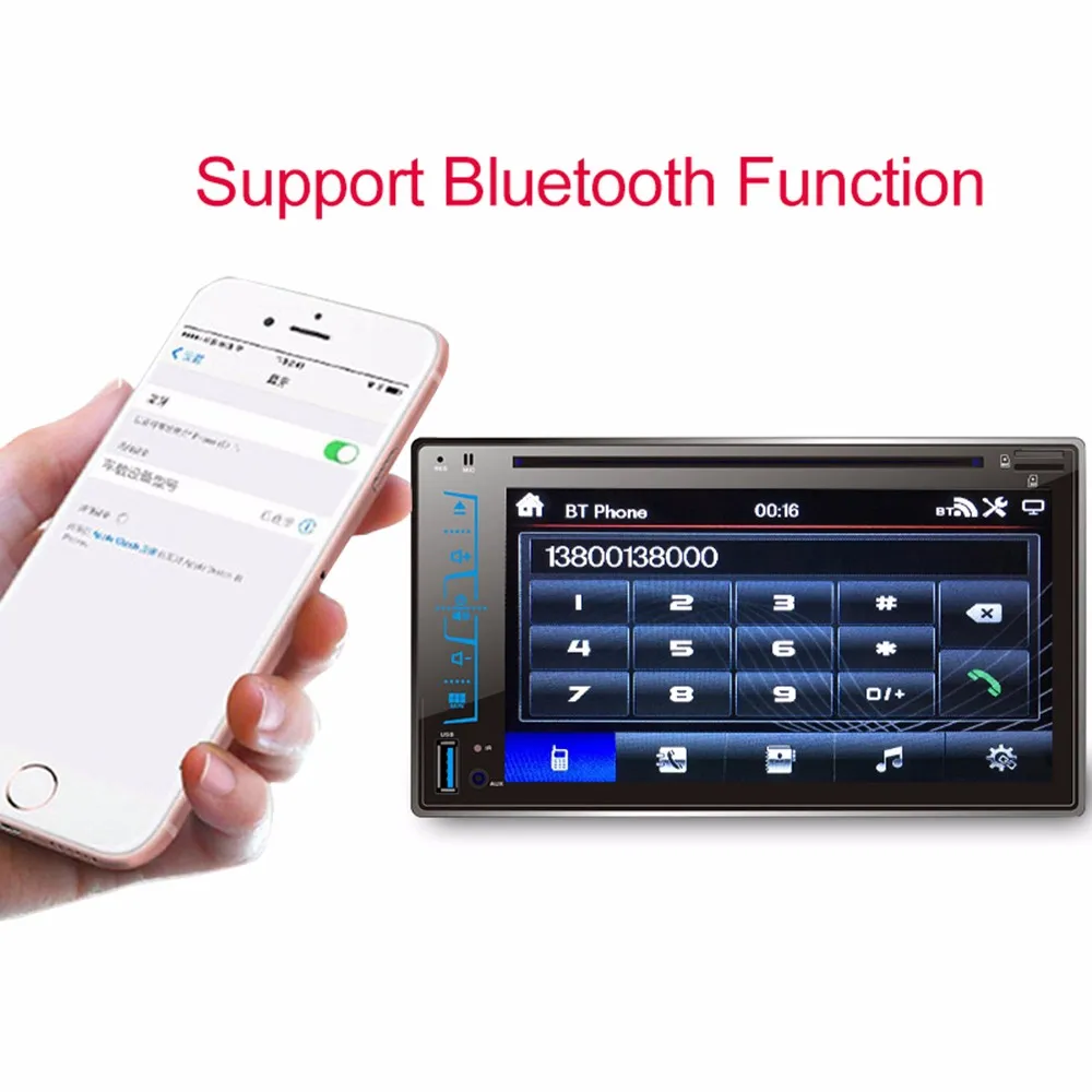 Камера заднего вида с монитором 7,0 HD 2DIN автомобильный Bluetooth Сенсорный экран CD DVD плеер стерео MP3 AUX FM радио USB SD фронтальная камера