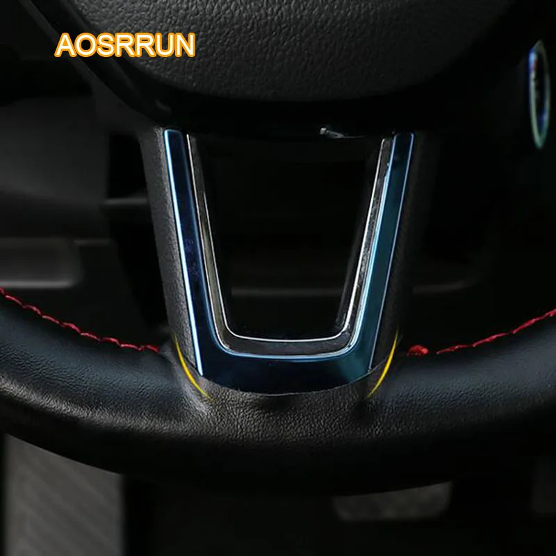 

AOSRRUN Stainless steel steering wheel decorative ring, bright frame, U-shaped frame paste For Skoda Karoq Car accessories cover