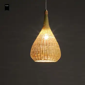 

Delicate Original Bamboo Wicker Rattan Lampshade Hand-Woven Craft Funnel Pendant Light Fixture Asian Rustic Japanese Lamp Design