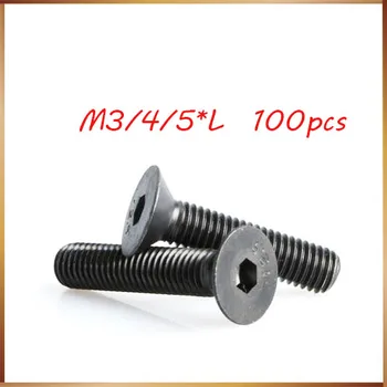 

m5 10mm 100PCS M3 M4 M5 series 10.9 round M*6/8/10/12-50 mm Steel Flat Countersunk Head Hex Socket Screw nails,bolts