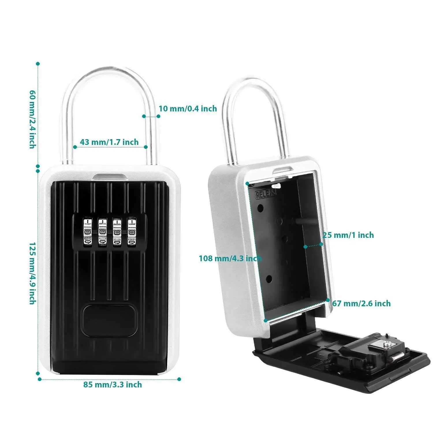 FGGS Портативный Key Lock Box Secure Key Holder прочный алюминиевый сплав Материал с 4 цифры Комбинации Водонепроницаемый риэлтор замок