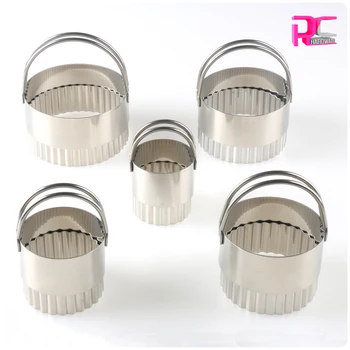 

5 Piece Stainless Steel Fluted Edge Biscuit Cookie Cutters mold vegetable cutter mold