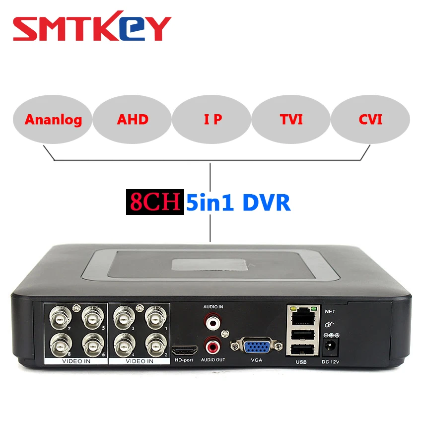 8CH мини AHD DVR NVR 5-в-1 AHD/аналоговый/TVI CVI/IP все в одном гибрид в реальном времени видео на мобильных телефонах Регистраторы