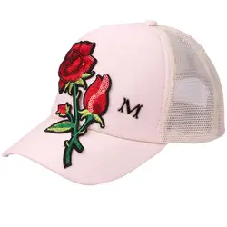 Las mujeres de los hombres сомбреро де tendencia de moda flor Rosa lentejuelas регулируемые de malla gorra a80