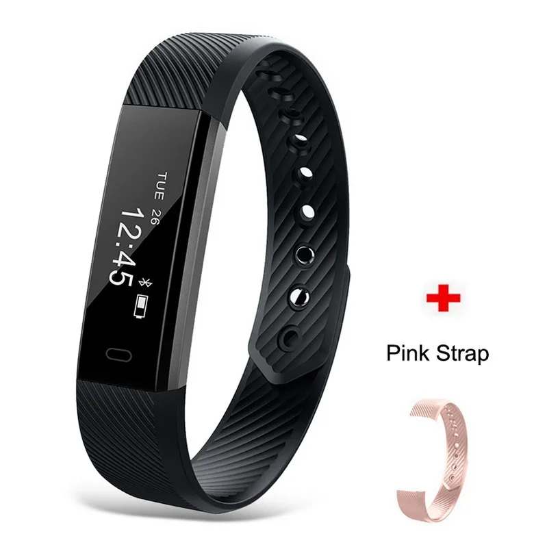 Фитнес-трекер умный Браслет ID115 Veryfit APP Bluetooth Band монитор активности будильник спортивный браслет для iOS Android - Цвет: ID115 Black W Pink