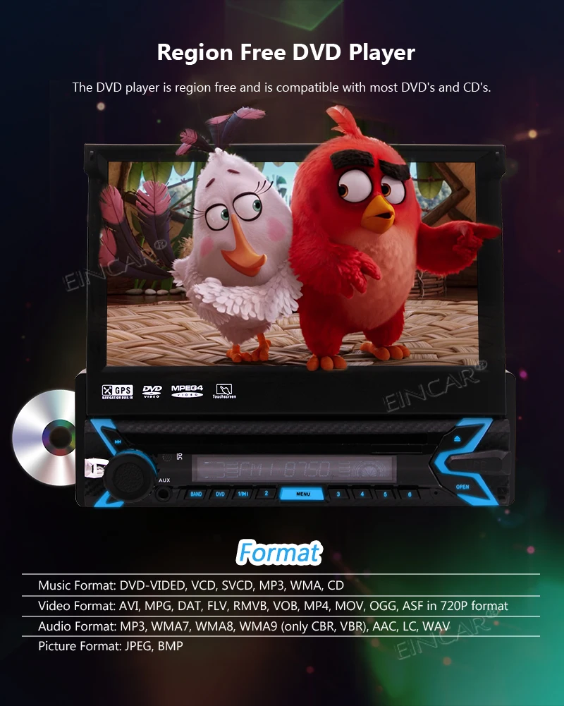Автомобильный стерео с DVD CD плеером Bluetooth автомобильный 7 дюймов емкостный