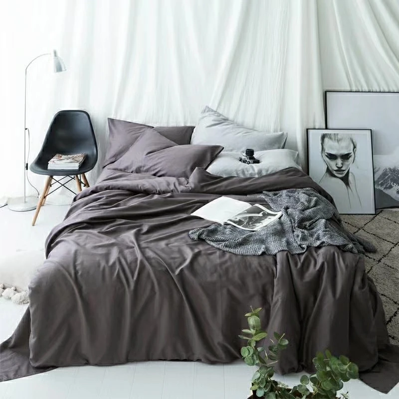 Us 77 27 8 Off Elegant Bedroom Set Smooth Cotton Silk Linen Mixed Duvet Cover Bedding Sets Single Queen King Size Quilt Doona Covers Dark Coffe In