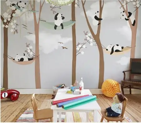 

Large Cute Panda Trees 3D Cartoon Murals Wallpaper for Baby Child Room 3d Wall Photo Mural 3D Wall paper 3D Wall Stickers
