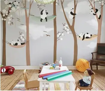 

Large Cute Panda Trees 3D Cartoon Murals Wallpaper for Baby Child Room 3d Wall Photo Mural 3D Wall paper 3D Wall Stickers
