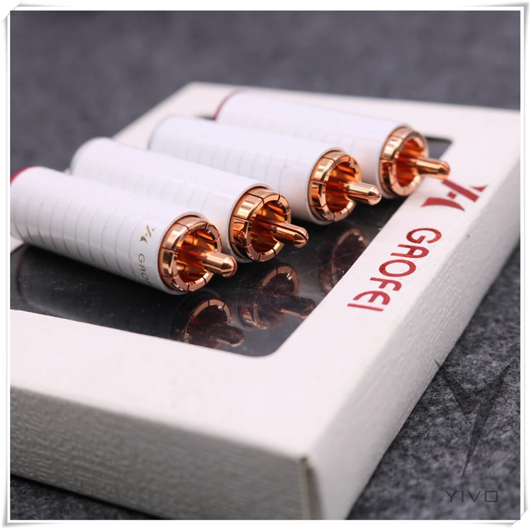 XSSH audio GF-RED05R White Shell HIFI DIY red pure copper Audio Video RCA Plug Connector Jack