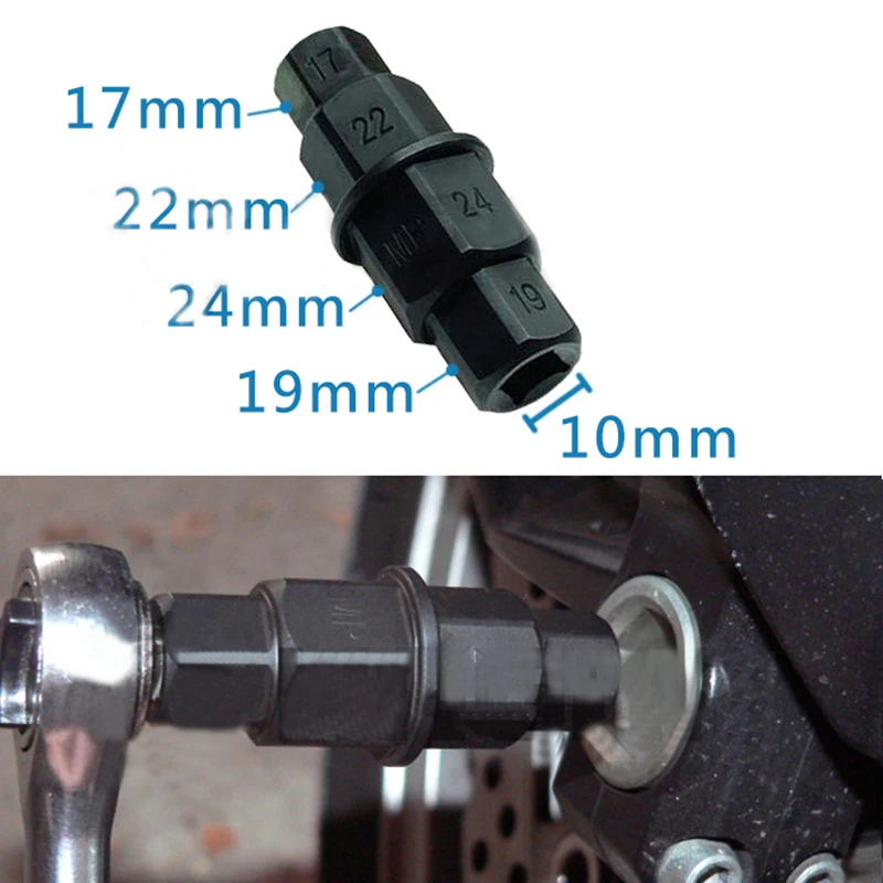 

G1 1pc Motorcycle Front Rear Wheel Axle Hex 17 19 22 24mm Allen Spindle Drive Tool