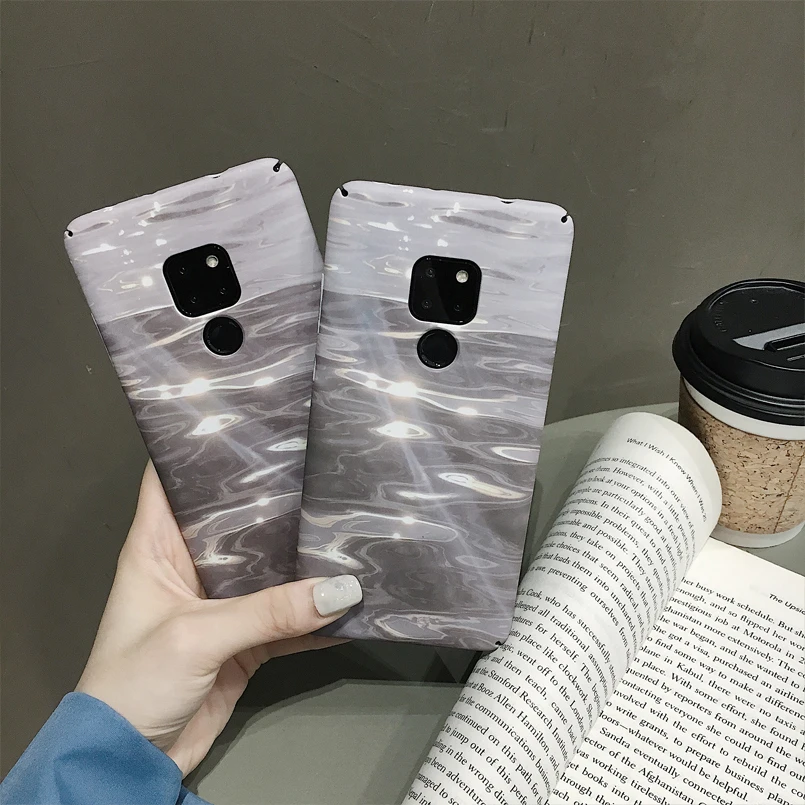 Модный чехол для телефона huawei P20 P30 mate 20Pro Wave пляжная матовая крышка корпуса Honor 8X10