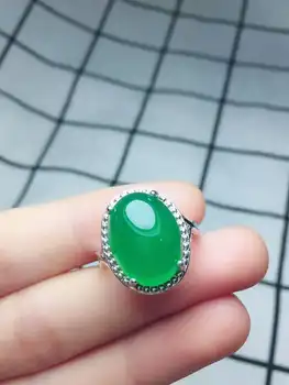 

925 silver with green chalcedony ring C2616#