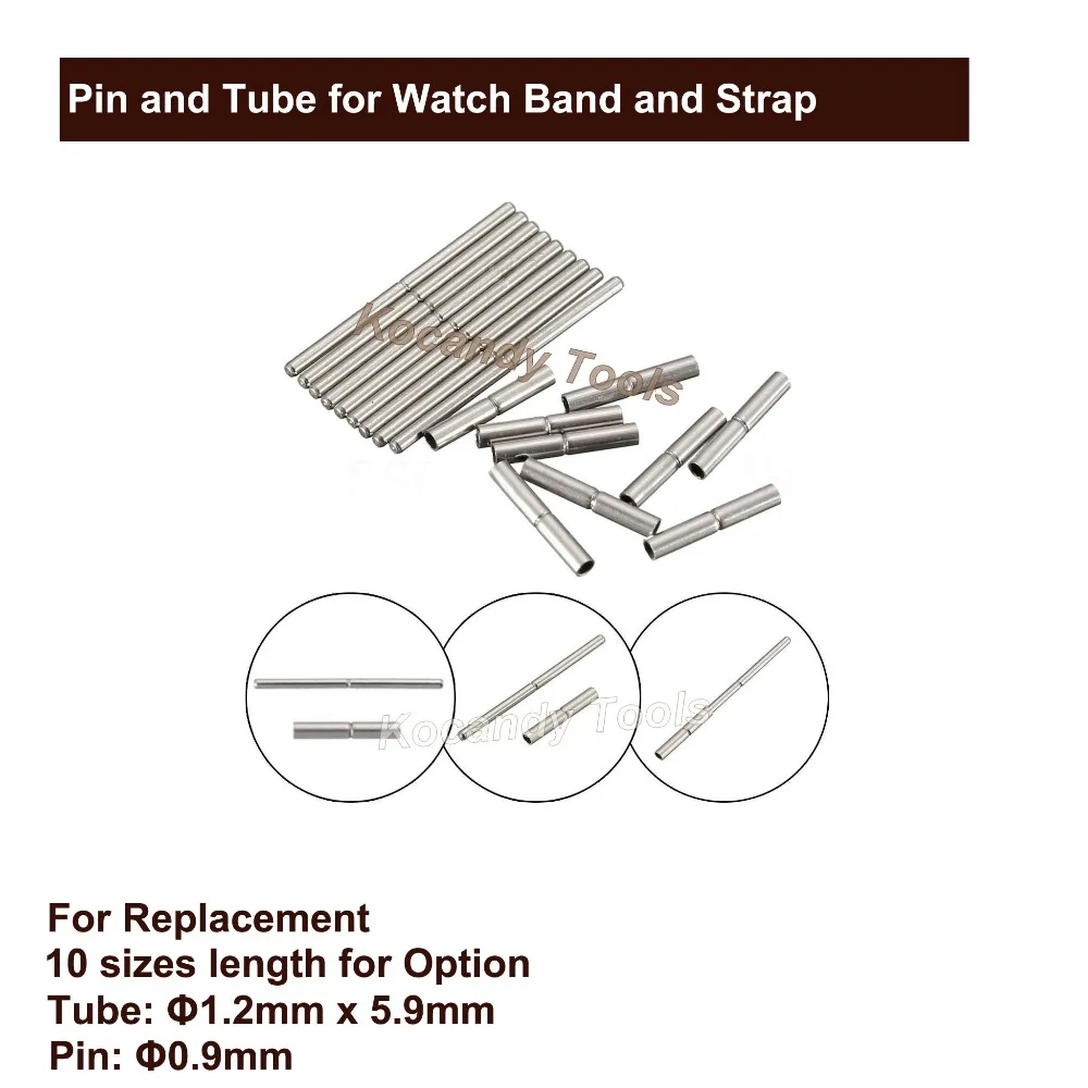 Штифт и трубка из нержавеющей стали для ремешка и ремешка для ремонта часов с трубкой 1,2 мм x 5,9 мм и штифтом 10-28 мм