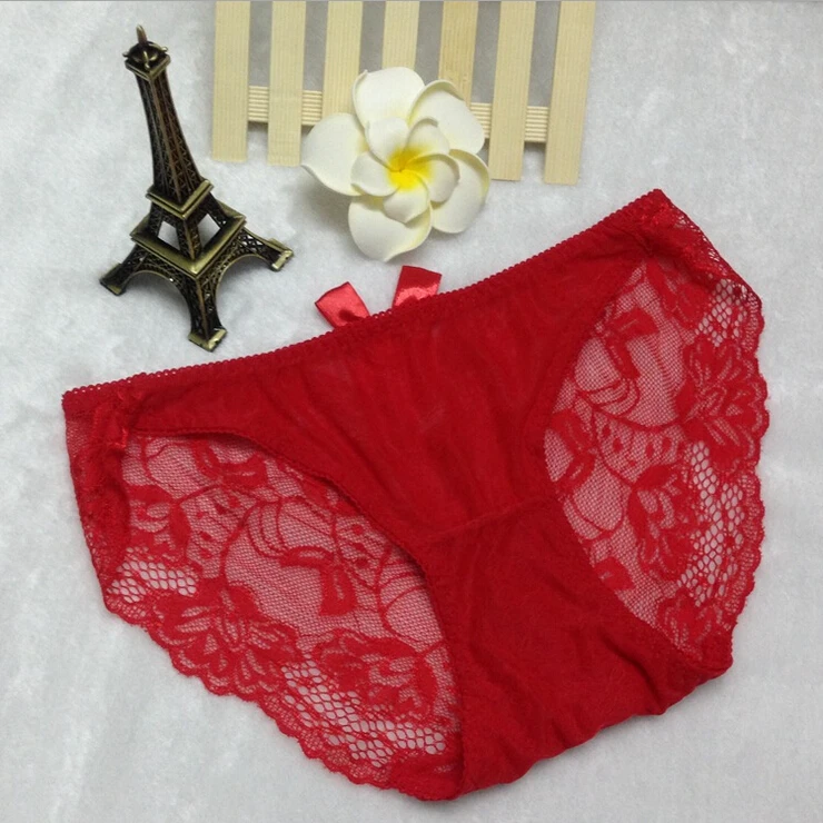 Exposed Thigh Transparent Sexy Panties Female Lace Temptation Low-waist  Briefs Bow Cotton Sexy Women's Panties Lace Panties