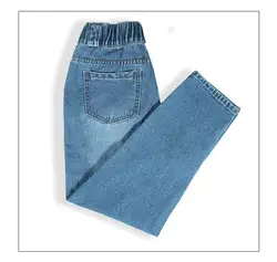 2019 новые летние джинсы-шаровары с высокой талией, на молнии, большие размеры, женские джинсовые шаровары с карманами, свободные джинсы