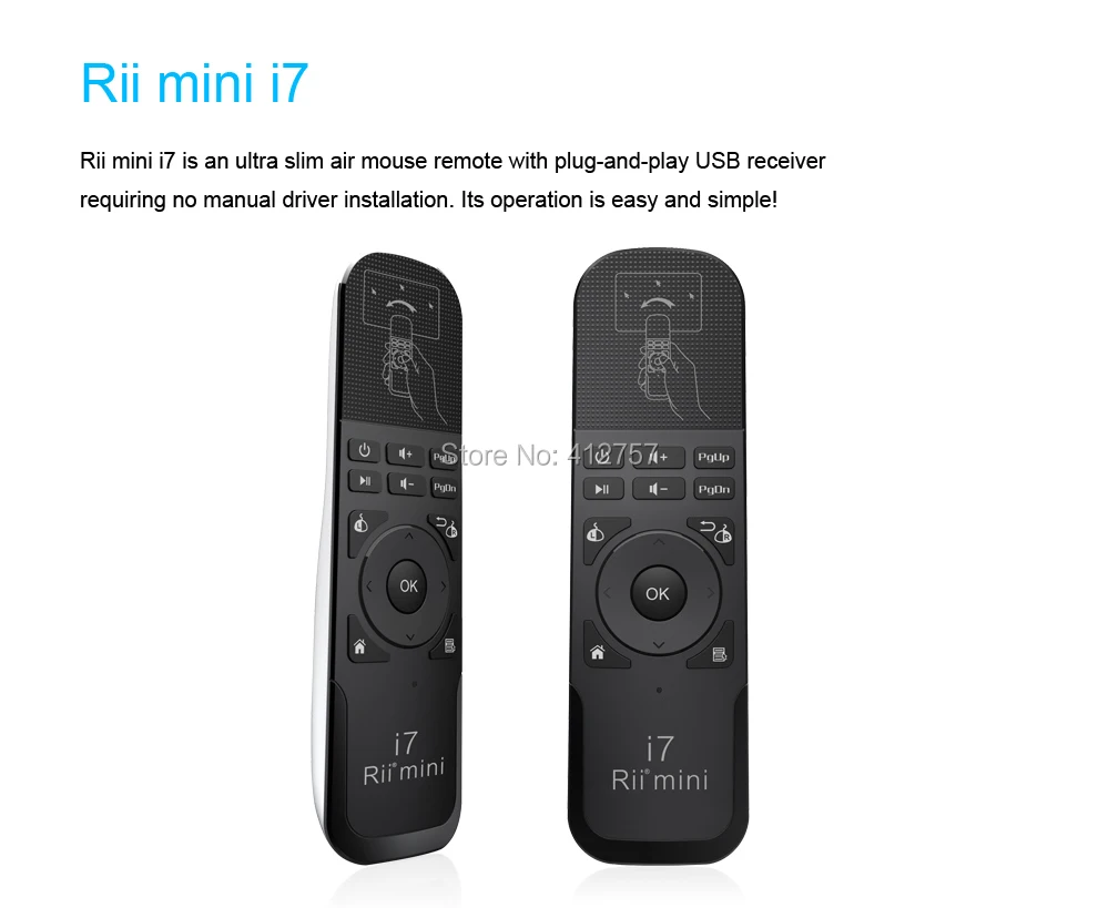 [ DHL] Rii i7 2,4G Беспроводная ультра тонкая воздушная мышь для Android tv Box/PC/проектор/Smart tv Высокое качество-30 шт