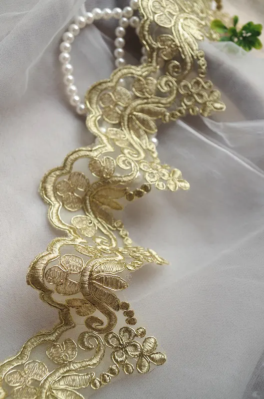 

gold cord lace trim by the yard, alencon lace trim in gold