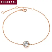 Round Micro Mosaic Cubic Zirconia Rose Gold Color Bracelet Jewelry Austrian Crystal Top Quality Wholesale ZYH165