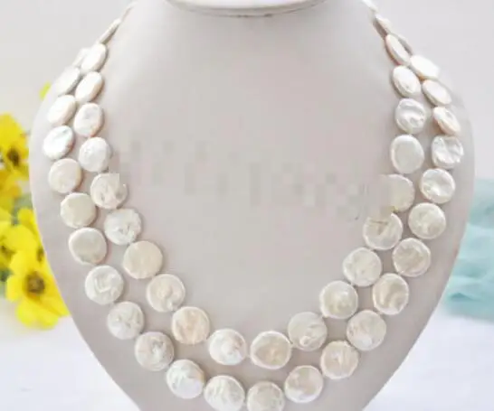 

Hot sale new Style >>>>>100% Natural 13-14mm white coin freshwater pearl necklace 32