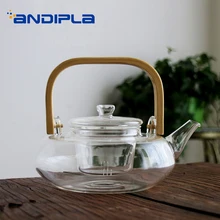 800 мл японский стиль креативная бамбуковая ручка прозрачный стеклянный чайный горшок вареный чайник офисная большая емкость питьевое молоко горшок