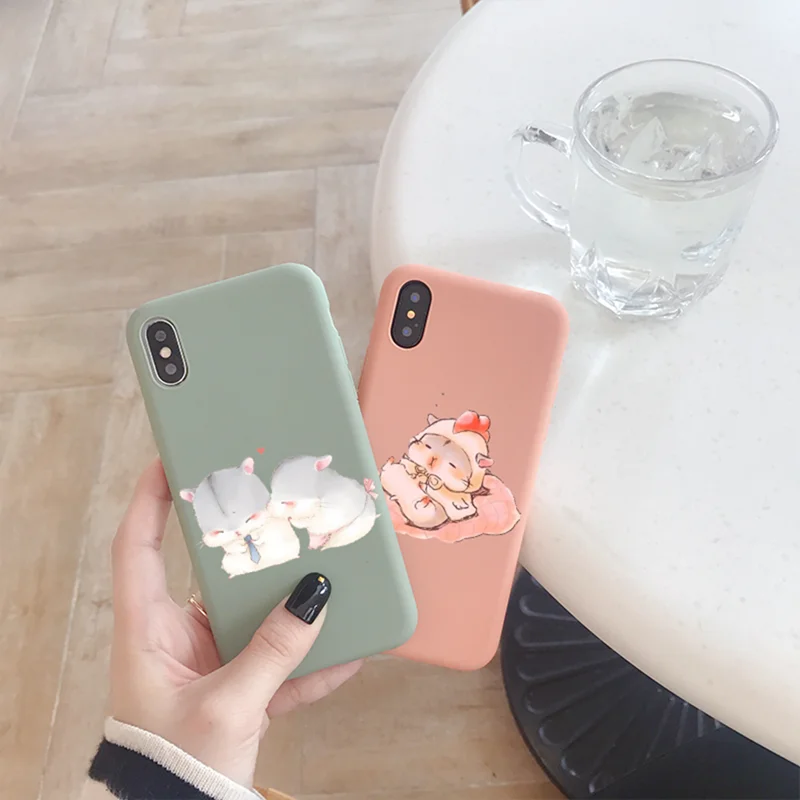 Роскошный чехол с милым мультяшным хомяком для iphone 7 цветной Мягкий силиконовый