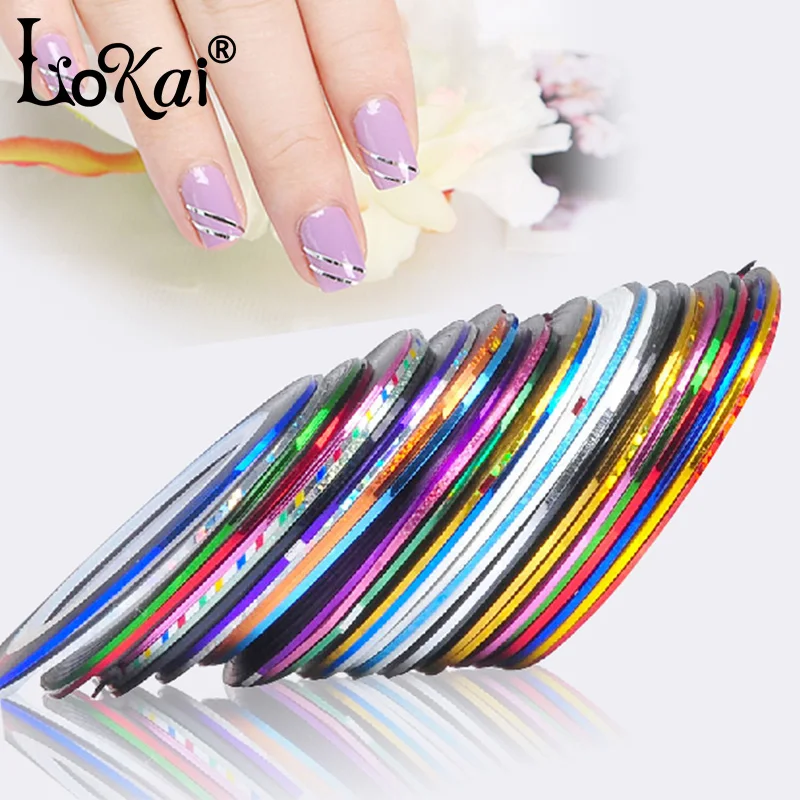 

Beauty 30 Rolls Nail Sticker Line Mixed Color Nails Striping Tape Decal For DIY 3D Nail Art Tips Decorations Foil Tips Tape Line