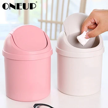 

ONEUP Cute Mini Small Waste Bin arbage Basket Table Home Office Trash Can Trash Can Roll Swing Dust Case Holder Storage Bucket