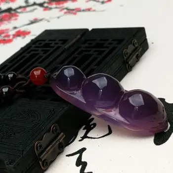 

Emperor Purple Chalcedony Big Green Bean Peaceful Fortune Pendant cb37#