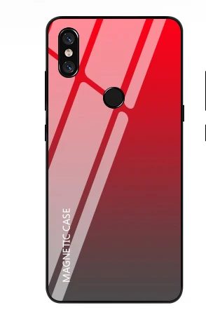 Тонкий магнитный беспроводной Чехол для зарядного устройства для Xiaomi mi x 3 Внешний внешний аккумулятор чехол для зарядки батареи градиентный чехол из закаленного стекла - Цвет: Red