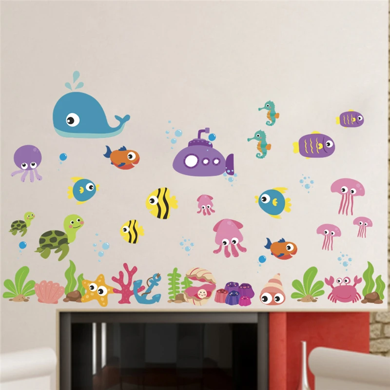 cartoon animals wall stickers bedroom kids rooms home decor underwater world fish bubble wall decals diy poster pvc mural art cartoon animals wall stickers bedroom kids rooms home decor underwater world fish bubble wall decals diy poster pvc mural art