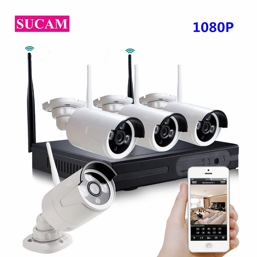 

SUCAM 4CH HD 2MP Home Security Wireless NVR IP Camera System 1080P CCTV Set Outdoor Wifi Cameras Video NVR Surveillance CCTV KIT