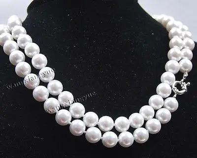 

Long 36" 10mm White South Sea Shell Pearl Round Beads Necklace 34H65FG ##a #a