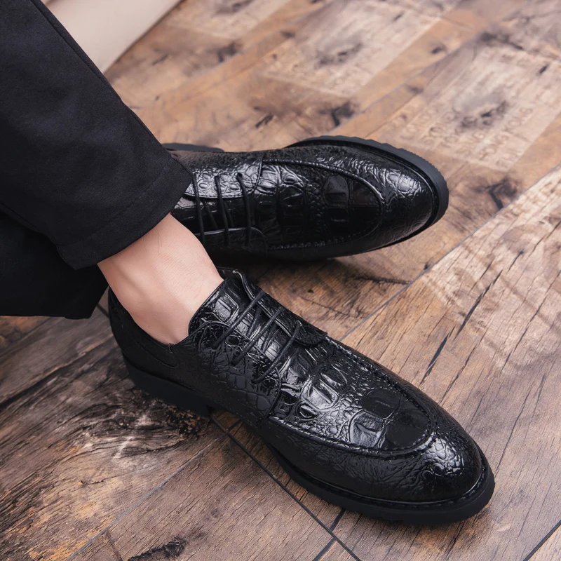 cool unique snake skin men leather shoes fashion moccasins italian designer business male footwear brogue oxford shoes for men  (9)