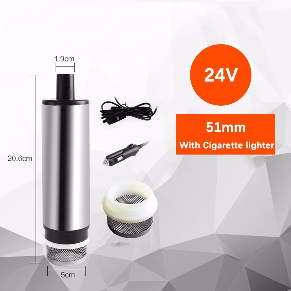 51MM 24V DYQ 12l/мин 38/51 мм Dc Электрический погружной насос для перекачки дизельное топливо воды, топливоперекачивающий насос, насос для всасывания масла, в возрасте от 12 до 24 вольт - Напряжение: 51MM 24V DYQ