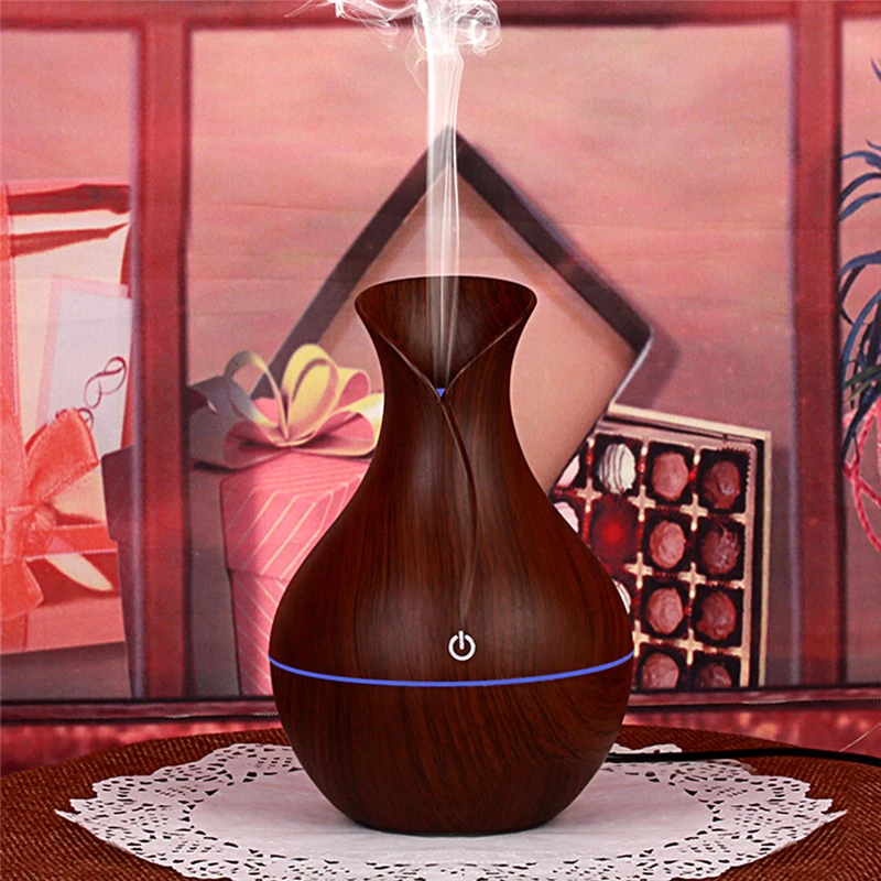 

7 Color LED Lights 130ml Mini USB Humidifier Air Purifier Wood Grain Essential Oil Aroma Diffuser for Home Car Office Travel 45