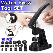 20 штампов 18-50 мм часы пресс-инструмент набор часов назад ближе Часовщик рамка Корпус вставки Хрустальное стекло пресс часы ремонт инструмент