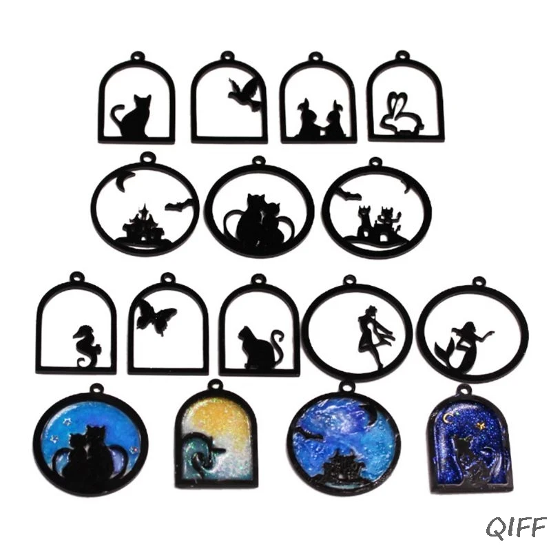 

5 Pcs DIY Handmade Crystal Epoxy Gel Acrylic Border UV Resin Frame Pendant Jewelry Making Materials