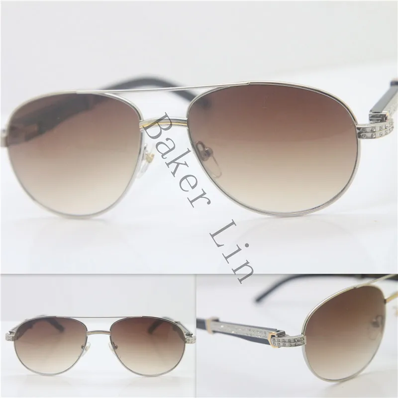 Cartier Diamond 569 Black Buffalo Horn Genuine horn Sunglasses