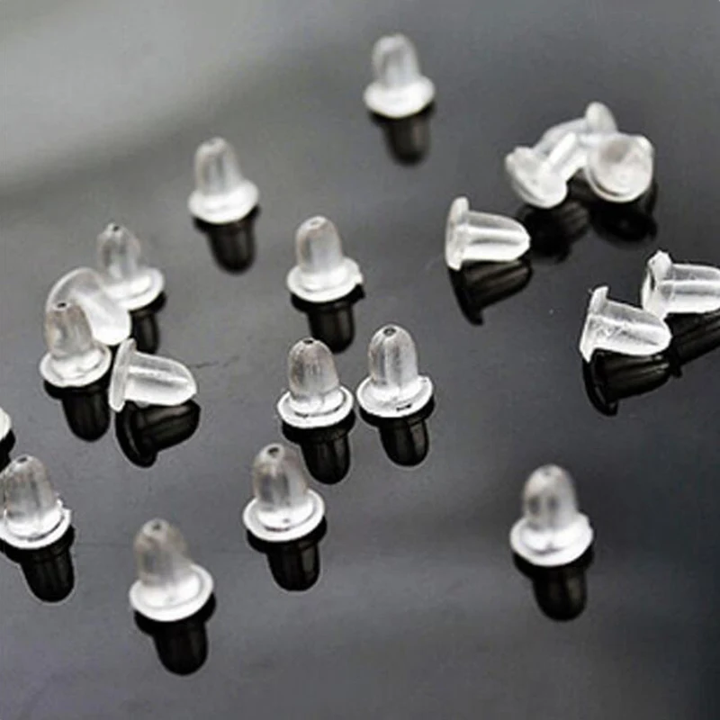 100 Pcs / Lot Plastic Clear Ear Plugging Useful Soft Earring Earnuts Fashion Earring Accessories Stud Earrings Stopper Back Plug