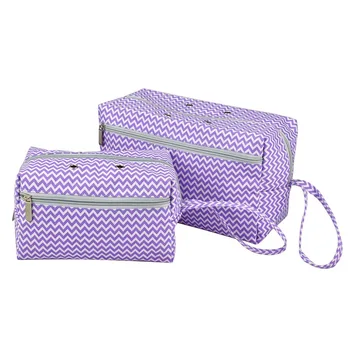 

Portable Yarn Storage Tote Bag Thread Dispenser with Handle for Yarn Skeins, Crochet Hooks, Knitting Needles (Striped, Purple)