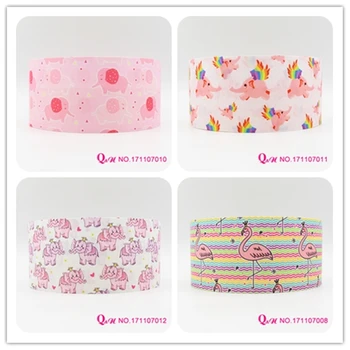 

Q&N ribbon 16mm 22mm 25mm 38mm 50mm 75mm elephant flamingo printed grosgrain ribbon webbing 50yards/roll for hair tie