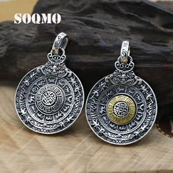 

SOQMO Ethnic Pendant 100% Real 925 Sterling Silver Jewelry For Men Women Peace Lucky brave troops Zodiac Necklace Pendant SQM131