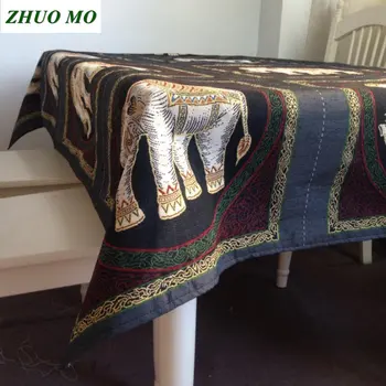 

Elephant embroidery Table Cloth Bohemian Mandala kitchen Dining Home decoration Round Rectangle Tablecloths Hotel Table Cover