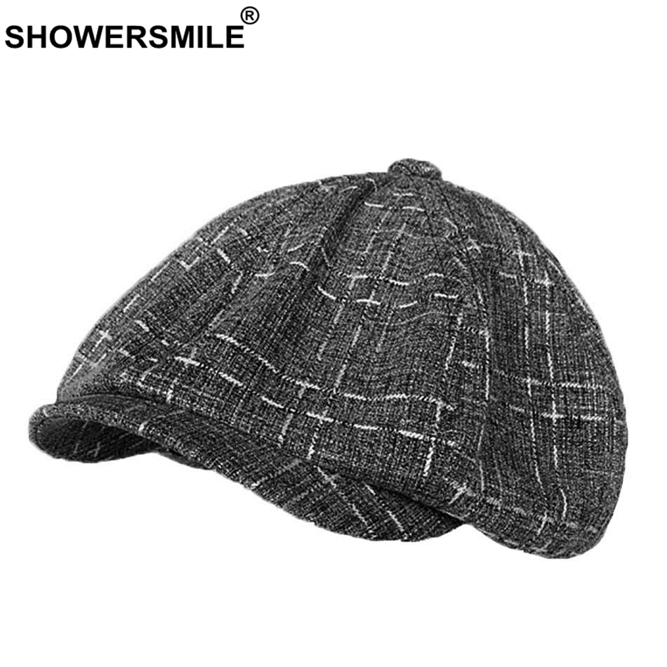 SHOWERSMILE газетная Кепка s, Женская хлопковая шапка с рисунком гусиной лапки, мужская белая черная кепка, винтажная британская восьмиугольная кепка на весну и лето