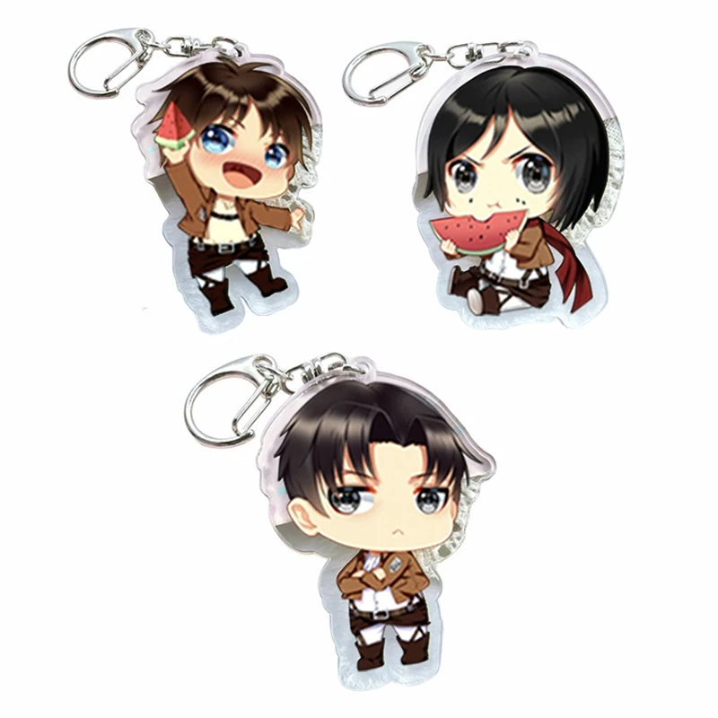 Мультяшная атака на Титанов акриловый брелок Eren Mikasa Levi Rivaille Подвески косплей