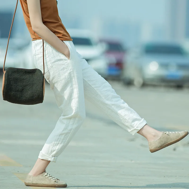 

2019 summer Ramie pencil Pants 127004-01