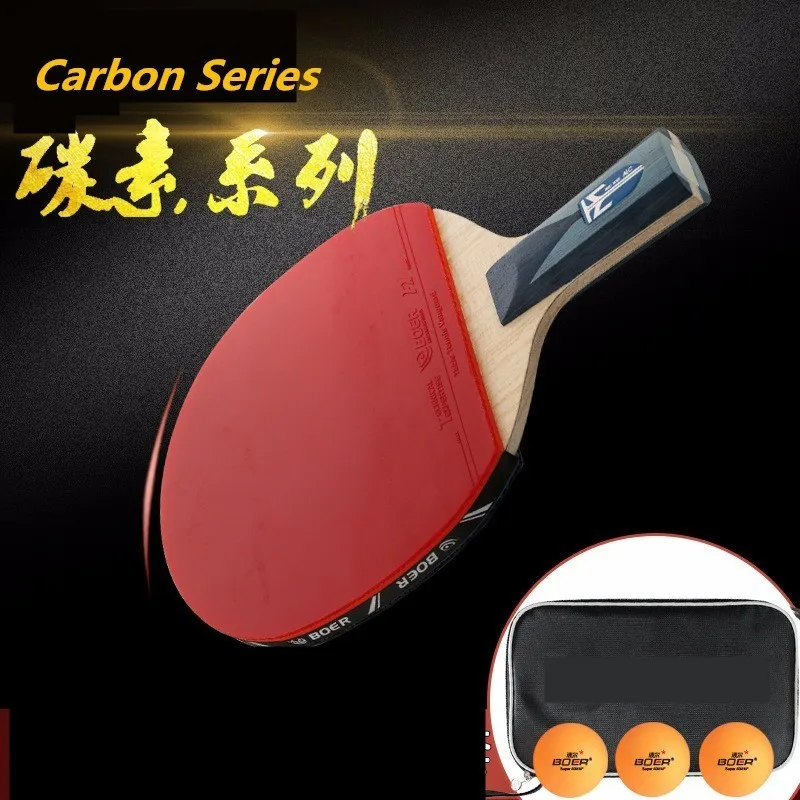 

Carbon Fiber Powerful Rotation Table Tennis Racket Anti-skid Sweat Absorbed Long Short Handle Ping Pong Paddle Bat Q1161CMD